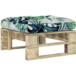 Pouf palette de jardin Bois de pin imprégné de vert Vidaxl Motif de feuille