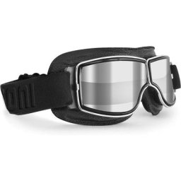 Lunettes Moto Vintage Lunettes Aviateur Cuir Noir pour Casques