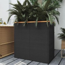 Jardinière Bac A Fleur noir 80x40x80 cm résine tressée 48782 - Noir