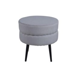 Pouf Pot 40x40x40 cm Velours côtelé Noir et gris Venture Home Grey