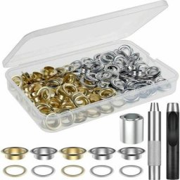 Trousse à œillets 100 Set Kit de Grommets Eyeletspour le cuir, la toile, la tente, l'auvent (1/2