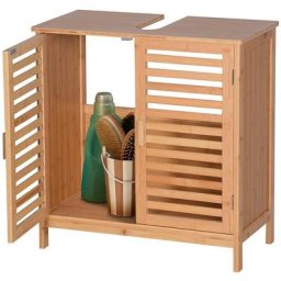 Meuble de salle de bain sous lavabo Meuble en bois Bambu 2 portes 60x30x62 cm