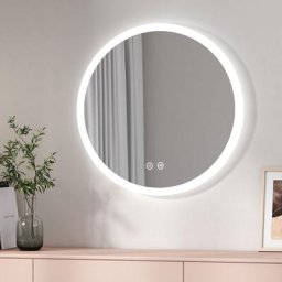 Miroir de salle de bain avec éclairage Miroir de salle de bain rond avec Interrupteur tactile,