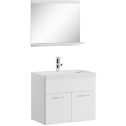 Meuble de salle de bain de Montreal 02 60 cm lavabo Blanc Brillant - Armoire de rangement Meuble