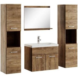 Meuble de salle de bain Montreal xl 60 cm lavabo Chene Marron - Armoire de rangement Meuble lavabo