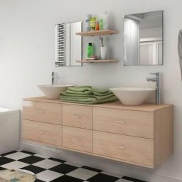 Kalisse - Mobilier de salle de bain avec lavabo 7 pcs Beige,design élégant,pour toilette
