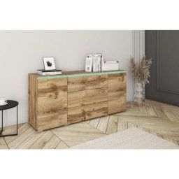 Commode vera 150 cm, commode, sans éclairage led, couleur wotan/wotan