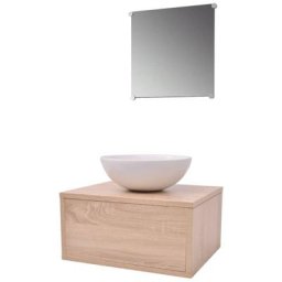 Meubles de salle de bains trois pièces Beige Vidaxl Beige