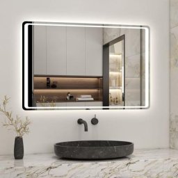 Miroir led salle de bain, 100x70cm anti-buée avec capteur infrarouge Cadre Alu pour Salle de Bain