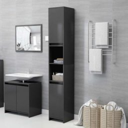 Meuble de salle de bain | Armoire de salle de bain Gris 30x30x183,5 cm Aggloméré