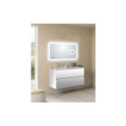 Meuble double vasque nolita Blanc brillant avec Miroir lite
