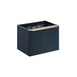 Meuble sous vasque en bois Rosario Deep blue - Bleu indigo - h 46 x l 80 x p 45,6 cm - Livraison