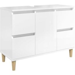 Meuble d'évier blanc brillant 80x33x60 cm bois d'ingénierie Vidaxl High gloss white