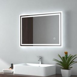 Emke - Miroir de salle de bain led avec éclairage 70x50cm Interrupteur Tactile, Anti-buée Lumière