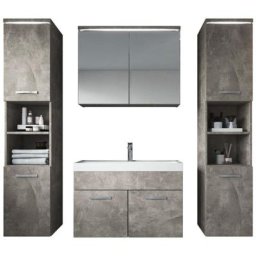 Meuble de salle de bain Paso xl 80 x 40 cm Beton Gris – Armoire de rangement Meuble lavabo evier