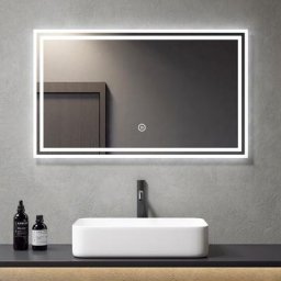Meykoers - Miroir de Salle de Bain Lumineux 100x60cm Miroir led éclairage Commutateur Tactile