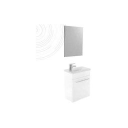 Lave-mains nino - avec miroir - 44cm - Blanc - Laqué - Livré en kit - Blanc