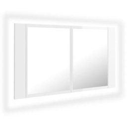 Armoire à miroir de bain à led Blanc brillant Acrylique Vidaxl Blanc brillant