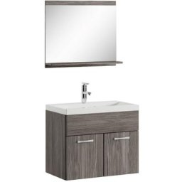 Meuble de salle de bain de Montreal 02 60 cm lavabo Chene Gris - Armoire de rangement Meuble lavabo