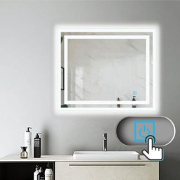 Aica Sanitaire - Miroir salle de bain 100x60cm anti-buée Mural Lumière Illumination avec éclairage