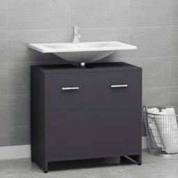 Armoire de salle de bain Gris 60x33x61 cm Aggloméré,Colonne de salle de bain style Contemporain