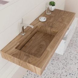 Lavabo en hpl avec vasque à gauche et plan à droite cm 120 couleur miel 2623/26