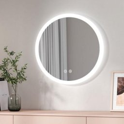 Miroir de salle de bain avec éclairage Miroir de salle de bain rond avec Interrupteur tactile,
