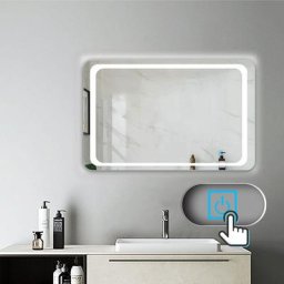 Miroir salle de bain 80x60cm anti-buée Mural Lumière Illumination avec éclairage led