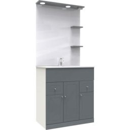 Meuble à poser tolede - 80cm - Gris - pvc brillant - Livré en kit - Gris