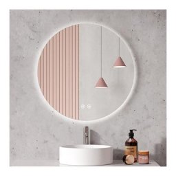 Miroir lumineux de salle de bain Rond rétro-éclairage sans cadre, avec Interrupteur tactile,