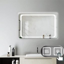 Miroir salle de bain 90x70cm anti-buée Mural Lumière Illumination avec éclairage led
