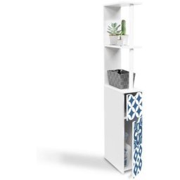 Idmarket - Meuble wc étagère willy 2 portes motif carreaux de ciment bleu - Motif
