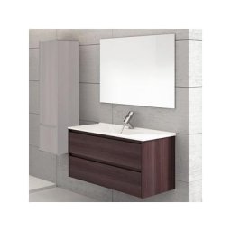 Ibiza, meuble suspendu salle de bains avec lavabo et miroir. Livré assemblé 80X35CM fond réduit