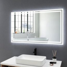 Miroir Lumineux Miroir de salle de bain 100x60cm Miroir d'éclairage cosmétique avec Interrupteur