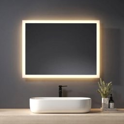 Miroir Salle de Bain led 80 x 60 cm, Miroir Mural avec Éclairage Lumière Blanc Chaud (3000 k)