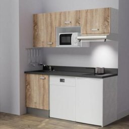 Kitchenette K55L - 180 cm - emplacements hotte, micro-ondes, frigo et lave-vaisselleBoisNeroévier à