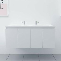Meuble double vasque 120 cm proline - Blanc brillant - Blanc