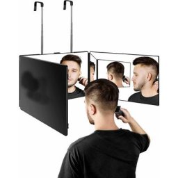 Miroir de coiffure 360°, miroir de coiffure 3 faces, miroir portable suspendu, hauteur réglable,