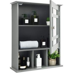 Armoire de Salle de Bain Murale avec Miroir Impérméable Fait en mdf avec 2 Etagères Réglables et 3