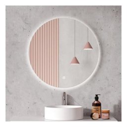 Emke - Miroir lumineux de salle de bain Rond rétro-éclairage led sans cadre, avec Interrupteur