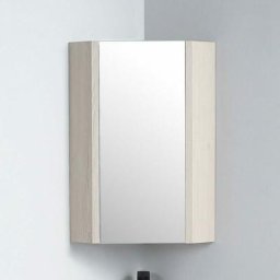 Rue Du Bain - Meuble Miroir d'Angle de salle de bain - Chêne Gris - 31x31 cm - Scandinave