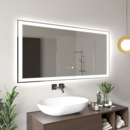 Miroir led Lumineux 100x60 cm de Salle de Bain Mural avec éclairage Interrupteur Tactile,