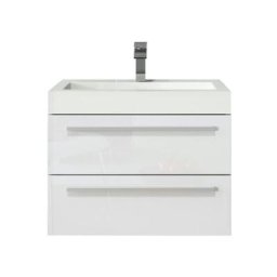 Meuble de salle de bain Marseille 60cm lavabo blanc brillant – Armoire de rangement Meuble lavabo
