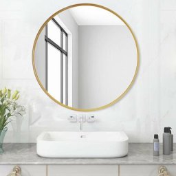 LISA Miroir de salle de bain rond 50 60 70 cm Miroir mural avec cadre en métal Miroir décoratif