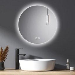 Meykoers - Rond Miroir de salle de bain avec Éclairage Miroir Mural 50cm Gradable Lumières Miroir