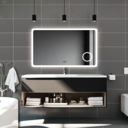 Biubiubath - Miroir anti-buée avec horloge, 3 en 1 éclairage blanc froid chaud neutre anti buée