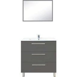 Meuble à poser pallas - 80cm - Gris - Mélaminé - Livré en kit - Gris