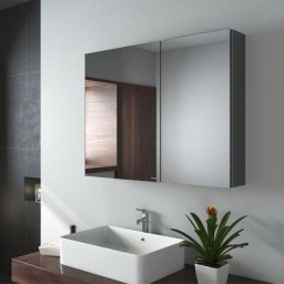 Armoire à miroir avec miroir poignée invisible Armoire miroir de salle de bain avec étagères en