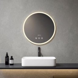 Miroir de Salle de Bain 60 cm rond led Miroir salle de bain avec Interrupteur Tactile + Anti-buée +