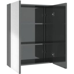 Armoire à miroir de salle de bain 60x15x75 cm mdf Gris brillant Vidaxl Shining grey